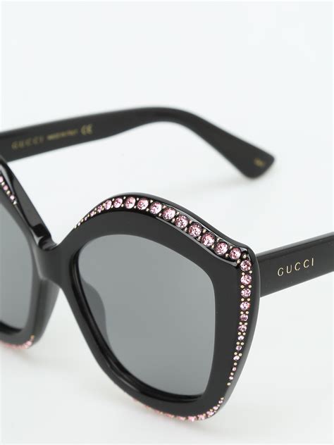 gucci pink gold sunglasses|pink Gucci sunglasses with rhinestones.